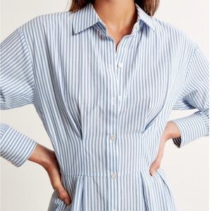 Blue and White Striped Button-Up Dress